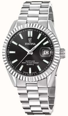 Festina Swiss Made Classic Quartz (40mm) Black Dial / Stainless Steel Bracelet F20084/D