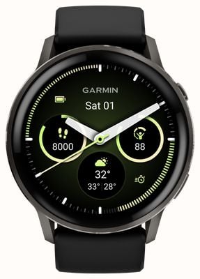 Garmin Venu 4 - AMOLED Health and Fitness Smartwatch (45mm) Slate With Black Silicone Band 010-03014-00