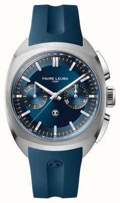 Favre Leuba Chief Chronograph Automatic (41mm) Blue Sunray Dial / Blue Rubber Strap 00.20101.113.02.302