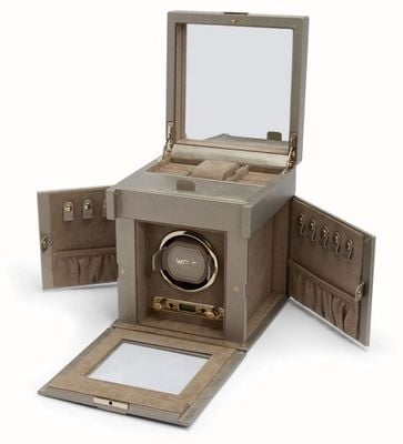 WOLF Palermo Single Watch Winder with storage | Pewter 213778