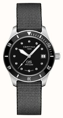 Certina DS PH100M Lady (37.5mm) Black Dial / Black Fabric Strap C0442101805100