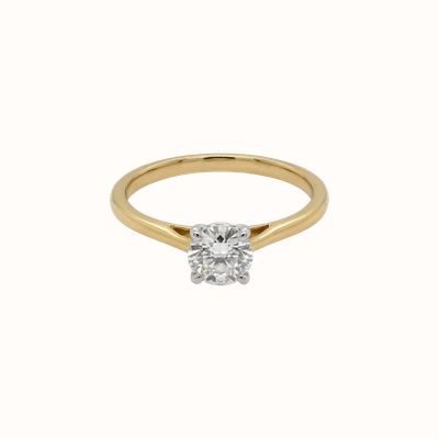 18ct Yellow Gold Platinum Round Diamond 0.60  F Si1 Ex Ex Ex J70309