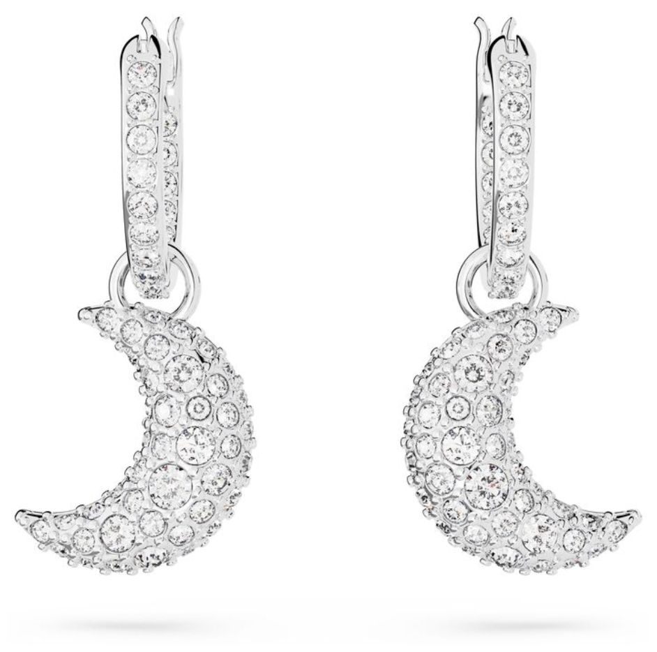 Swarovski 5666157 Luna Drop Hoop Earrings Rhodium Plated Jewellery