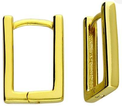 CME Leicester Limited Silver Gold Plated Rectangle Huggies earrings H5599/Y