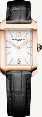Baume & Mercier Women's Hampton (22mm) White Rectangular Dial / Black Leather Strap 10752