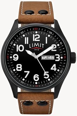Limit Men's Brown PU Leather Strap Black Dial 5492.01