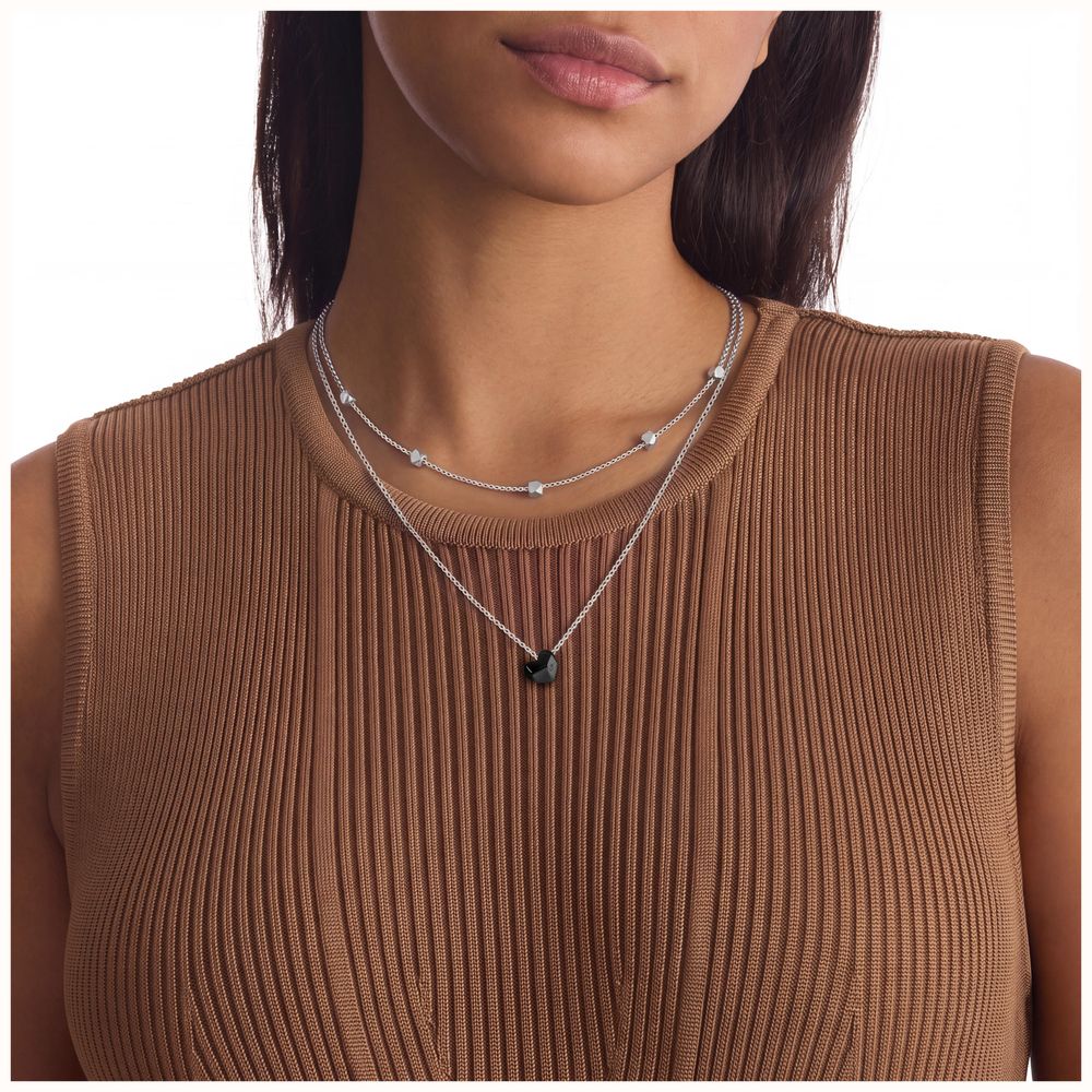 Calvin Klein Ladies Faceted Black Heart Stainless Steel Double Necklace 35000999 - alternate view 2