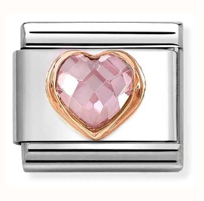 Nomination Composable Classic Link Pink Cubic Zirconia Heart Rose Gold Plated Stainless Steel 430607/003