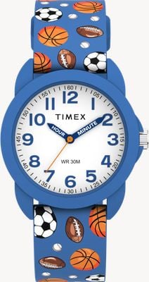 Timex Kids Time Teacher Sports (30mm) White Dial / Blue Silicone Strap TW2Y59900