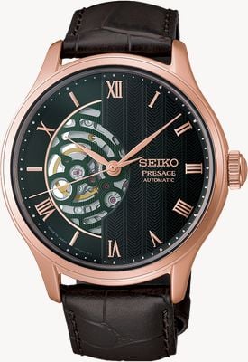 Seiko Presage Japanese Zen Gardens (41.8mm) Twilight Green Dial / Brown Leather Strap HCB007J1