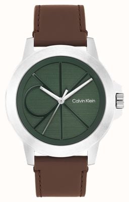 Calvin Klein CK Reset (42mm) Green Dial / Brown Leather Strap 25200527