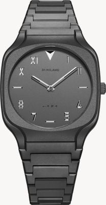 D1 Milano Square Volcanic Grey (37mm) Gun-Metal Sandblasted Dial / Gun-Metal Stainless Steel Bracelet SQBJ08