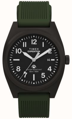 Timex Expedition Capstone (39mm) Black Dial / Green Silicone Strap TW2Y18000