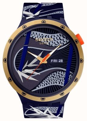 Swatch BLUE AND GOLDEN LITHE DANCER (47mm) Blue Dial / Dark Blue Silicone Strap SB05Z700