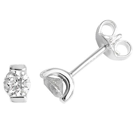 Treasure House G51025 STERLING SILVER ROUND CZ STUD EARRINGS Jewellery