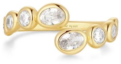 Ania Haie Gold Organic Pebble Spiral Bezel Adjustable Ring R076-01G