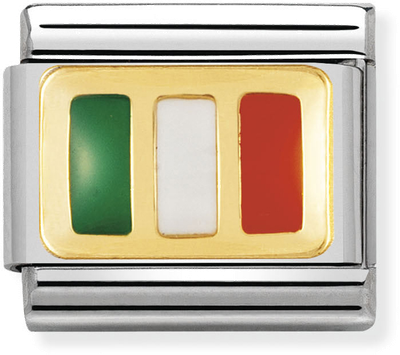 Nomination Classic Ireland Flag Enamel 18ct Gold & Steel Charm 030234/10