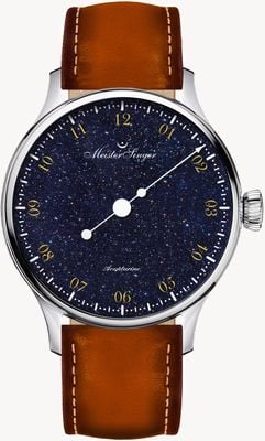 MeisterSinger Pangaea Aventurine (40mm) Aventurine Glass Dial / Cognac Brown Leather Strap PMN9908AV