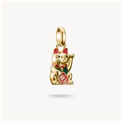 Thomas Sabo Charm pendant colourful waving cat Connect gold-plated CC1260-427-7