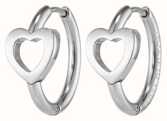 Olivia Burton Kindred Interlink Heart Silver Tone Hoop Earrings 24100555
