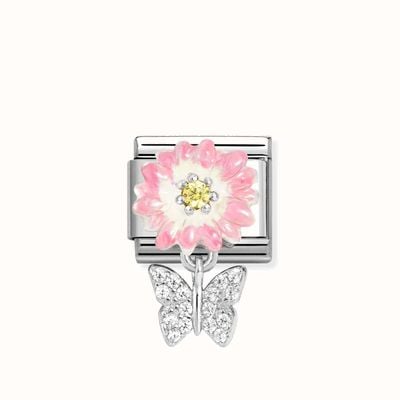 Nomination Composable Pink Daisy With Crystal Butterfly Charm 331814/08