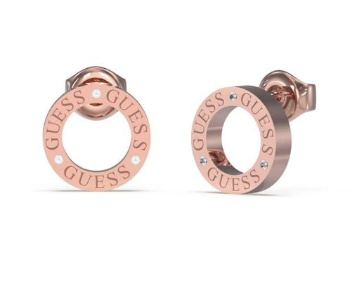 Guess Ladies Rose Gold Plated Circle Lights Earrings JUBE03173JWRGT/U