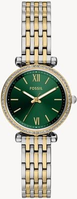 Fossil Women's Carlie (28mm) Green Dial / Two-Tone Stainless Steel Bracelet ES5439
