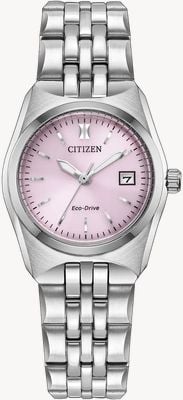 Citizen Eco-Drive Corso (27mm) Pink Sunray Dial / Stainless Steel Bracelet EW2291-51X