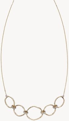 Elements Gold 9k Yellow Gold Hammered Diamond Connector Necklace 43.2cm GN337
