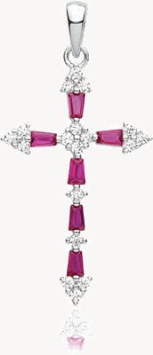 Silver Red And White Cz Cross G61131R