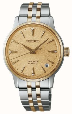 Seiko Presage ‘Frozen Daiquiri’ Diamond Cocktail Time (34mm) Gold Dial / Two-Tone Stainless Steel Bracelet SRPL64J1