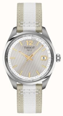 Tissot PR 100 Cycling Quartz (34mm) Patterned Grey Dial / White & Beige Textile Strap T1502101703700