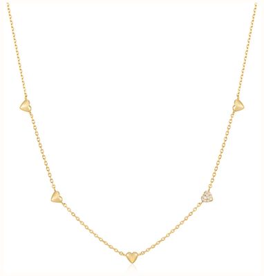 Ania Haie Gold Pavé Puffed Heart Station Necklace N074-05G