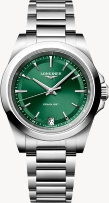 LONGINES Conquest Quartz (34mm) Green Sunray Dial / Two-Tone Stainless Steel Bracelet L34604096