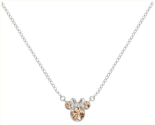 Disney Mickey & Minnie Sterling Silver 16" Mouse June Pink Zirconia Necklace N905424SJUNL-16.PH
