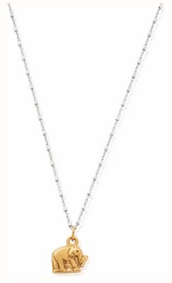 ChloBo Gold And Silver Delicate Cube Chain Elephant Necklace GMNDC406