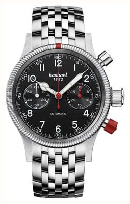 Hanhart PIONEER Mk II Automatic Chronograph (40mm) Black Dial / Stainless Steel Bracelet 716.210-6428