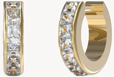 Guess Women's Huggie Me Gold Plated 11mm Square Crystal Huggie Hoop Earrings UBE03134YG