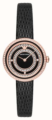 Emporio Armani Women's Crystal Set Black Dial Watches AR11493