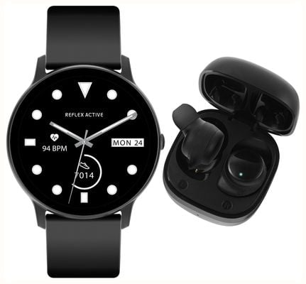 Reflex Active Series 36 Smartwatch & Ear Buds Gift Set (44mm) Digital Dial / Black Silicone RA36-2198-TWS