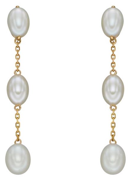 Elements Gold GE2388W 9ct Yellow Gold Pearl Tier Drop Chain Jewellery