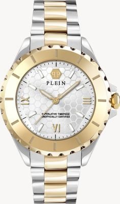 Philipp Plein PLEIN HEAVEN (38mm) White Logo Dial / Two-Tone Stainless Steel Bracelet PWPOA0424
