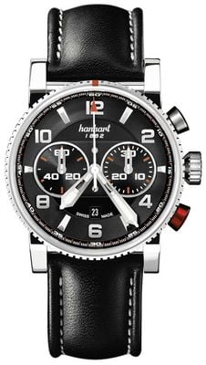 Hanhart PRIMUS Racer Automatic Chronograph (44mm) Black Dial / Black Leather Strap - M 741.210-0020