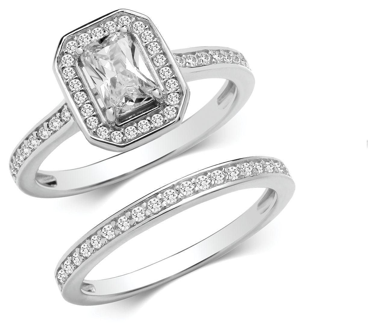 Treasure House G7579/N LADIES SILVER BRIDAL CZ SET BAND & Jewellery