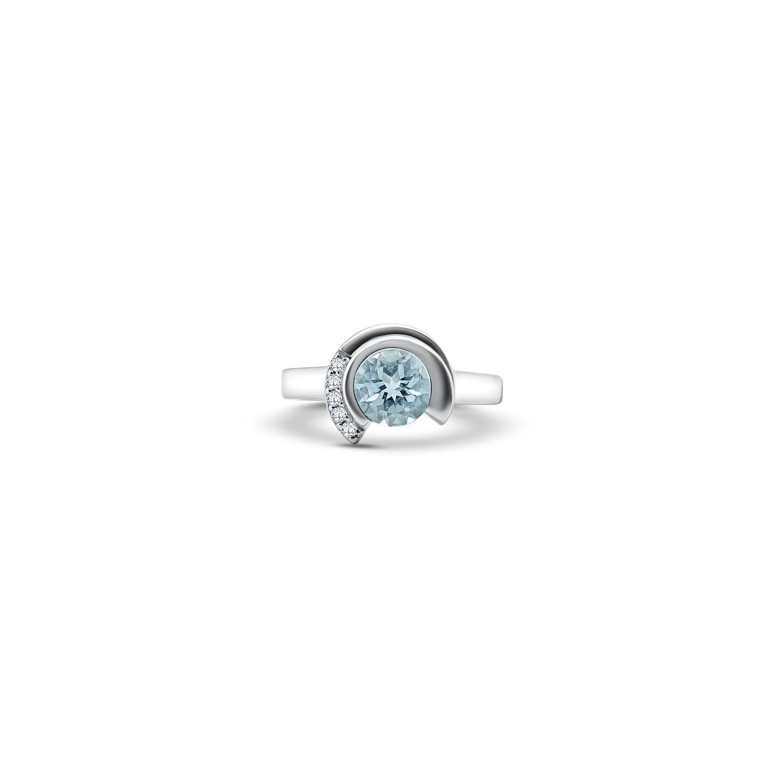 James Moore JM1005 18ct White Gold Aquamarine Diamond Ring Jewellery