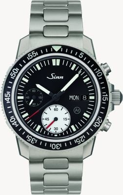 Sinn 613 St Diving Chronograph (41mm) Black Dial / Stainless Steel H-Link Bracelet (English Date) 613.0121(ENGLISH) H-LINK