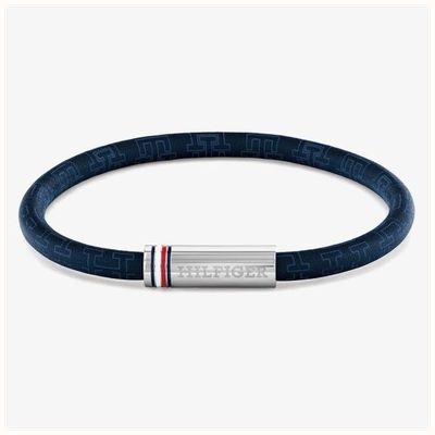 Tommy Hilfiger Printed Cord Blue Leather 19cm Bracelet 2790702