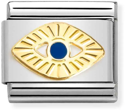 Nomination Classic Eye 18ct Gold & Steel Enamel Charm 030285/65
