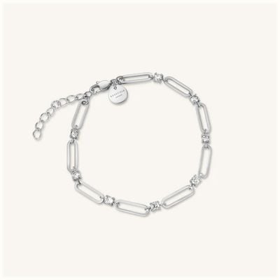 Rosefield Jewellery Round Crystals And Paperclip Silver Bracelet JBRCS-J1025