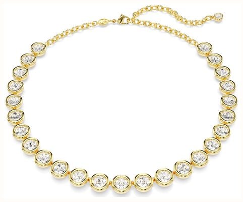 Swarovski Imber Tennis Necklace Round-Cut White Crystals Gold-Tone Plated 5682585